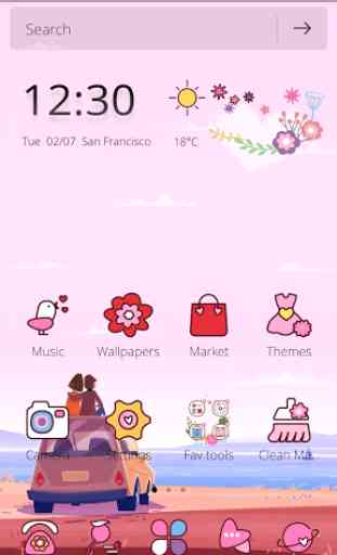 Pink Love Theme para Android grátis 1