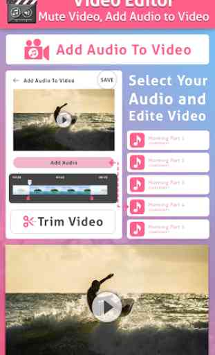 Video Editor: Mute Video, Add Audio to Video 1
