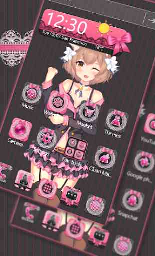 3D Sexy pink girl theme 4