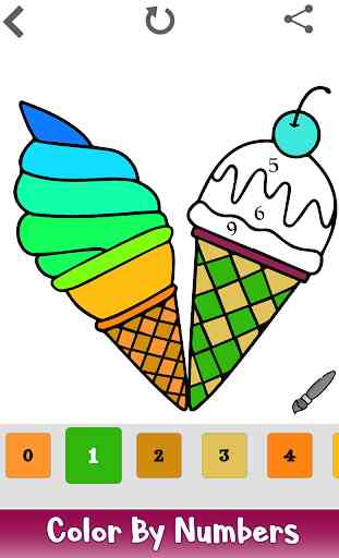 Ice Cream Color by Number - Food Coloring Pages 2