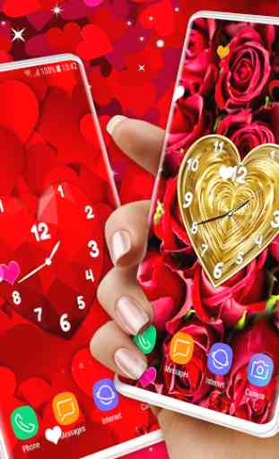 Love Analog Clock ❤️ Watch Live Wallpaper Hearts 1