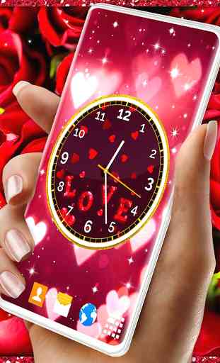 Love Analog Clock ❤️ Watch Live Wallpaper Hearts 2