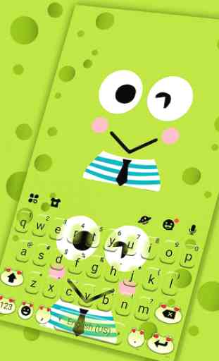 Tema Keyboard Cartoon Green Frog 1