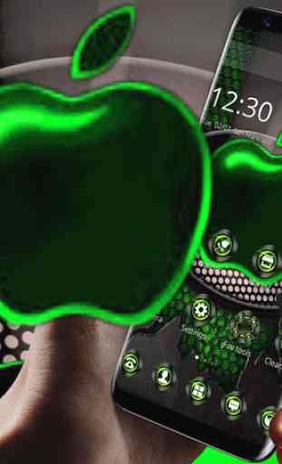 Green Neon Tech Apple Dark Theme 1
