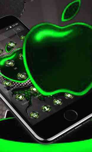Green Neon Tech Apple Dark Theme 2