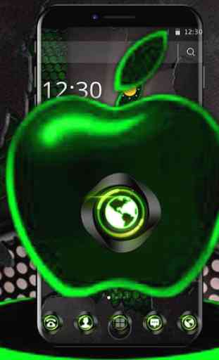 Green Neon Tech Apple Dark Theme 3