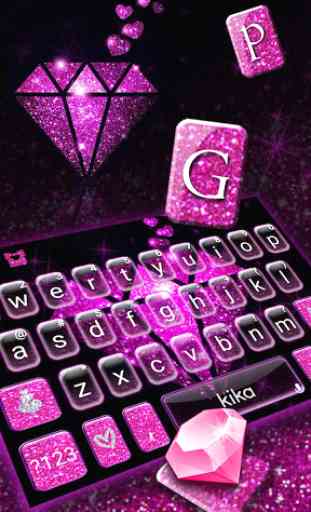 Novo tema de teclado Pink Sparkle Diamond 2