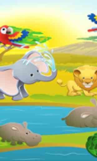 Jogo para crianças de 2-5 sobre os animais do safari: Jogos e quebra-cabeças para o jardim de infância, pré-escola ou creche com leão, elefante, crocodilo, hipopótamo, macaco, tigre e papagaio 3