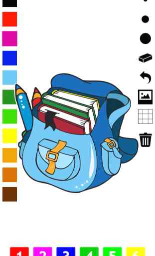 Livro para colorir da escola para as crianças: com muitas fotos, como uma menina, lápis, caixa de lápis, livros, saco de escola, quadro negro, e muito mais. Jogo para aprender para a creche, pré-escola ou creche: como tirar uma foto 1