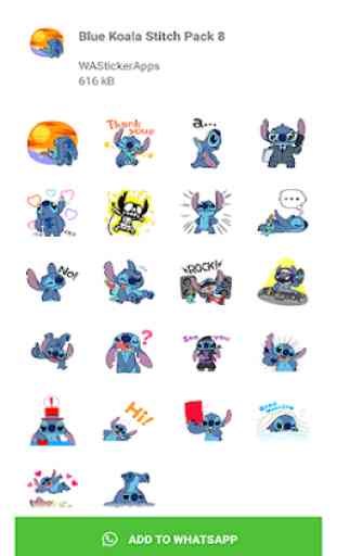 New Cute Blue Koala Stitch Stickers for WhatsApp 3