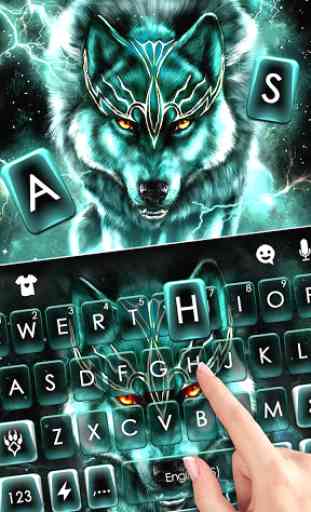 Tema Keyboard Thunder Neon Wolf 2