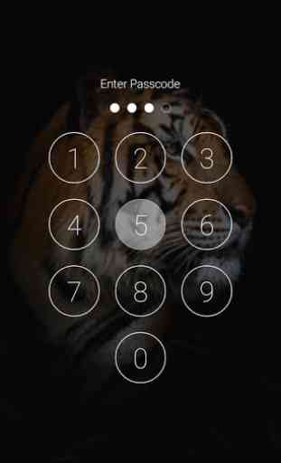 Tiger Lock Screen Tiger Pattern Passcode Keypad 2