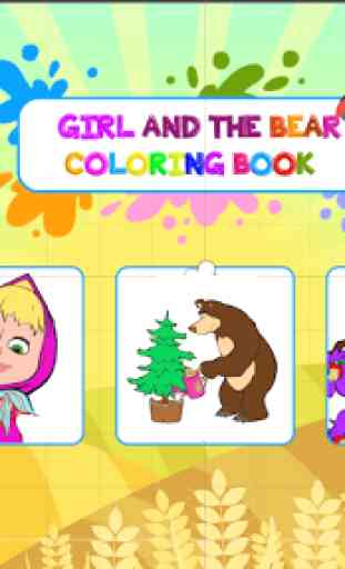 Coloring Book For Kids : Little Girl and Bear 4