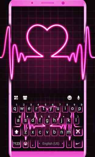Tema Keyboard Pink Neon Heart 1