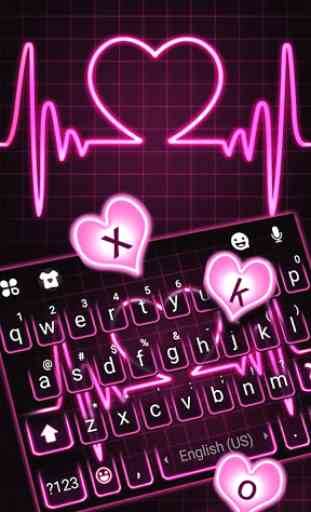 Tema Keyboard Pink Neon Heart 2