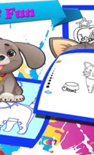 cães gatos animal de estimação - crianças colorir 3