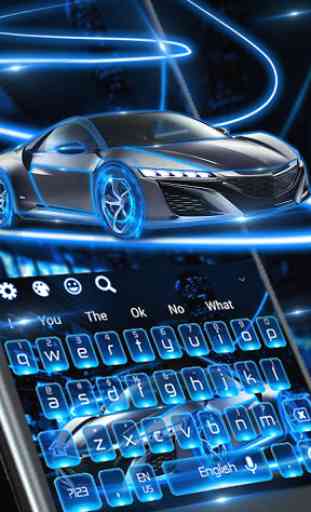 Neon Sports Car Keyboard Tema 2