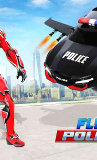 polícia voadora condução carro robô jogos de robô 3
