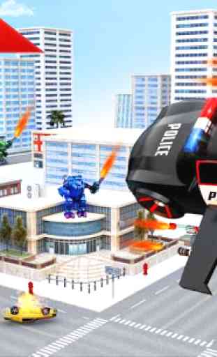 polícia voadora condução carro robô jogos de robô 4