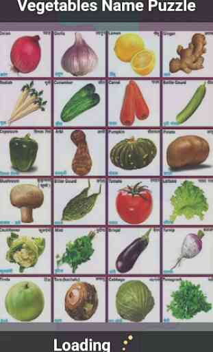 Vegetables Name Puzzle 1
