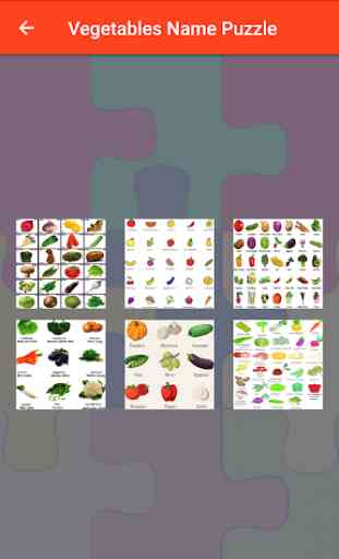 Vegetables Name Puzzle 4