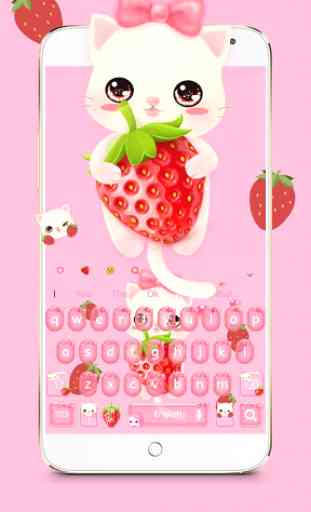 Strawberry Kitty Cartoon Keyboard Theme 1