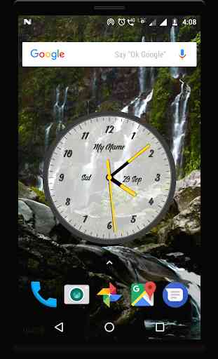 Waterfall live wallpaper with analog clock 2