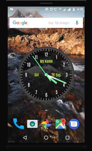 Waterfall live wallpaper with analog clock 3