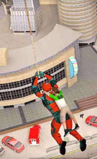 Flying Robot Rope Hero: Grand City Rescue Mission 3
