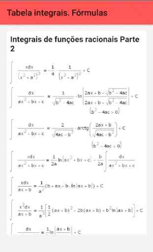 Tabela integrais. Fórmulas 4