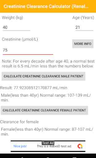Creatinine Clearance Calculator(Renal Function) 2