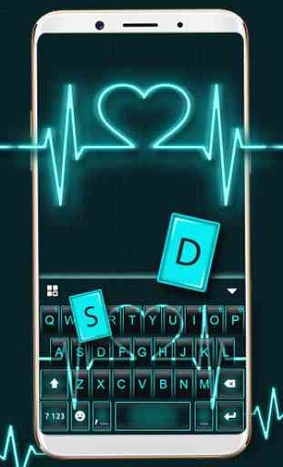 Tema Keyboard Neon Heart Love 2