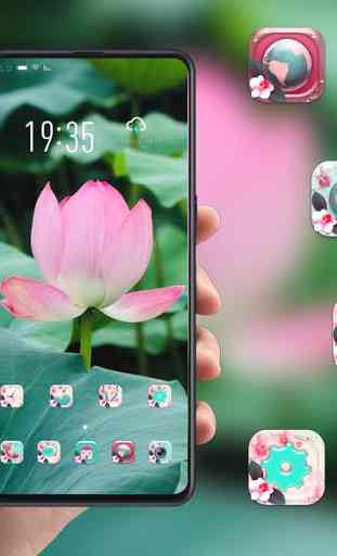 Plant lotus charming pink flower with leaves theme 1