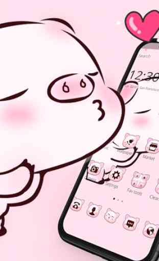 Pink Cute Love Piggy Theme 1