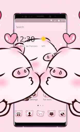 Pink Cute Love Piggy Theme 2