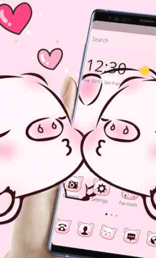 Pink Cute Love Piggy Theme 4