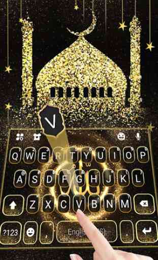 Tema Keyboard Gold Glitter Allah 2