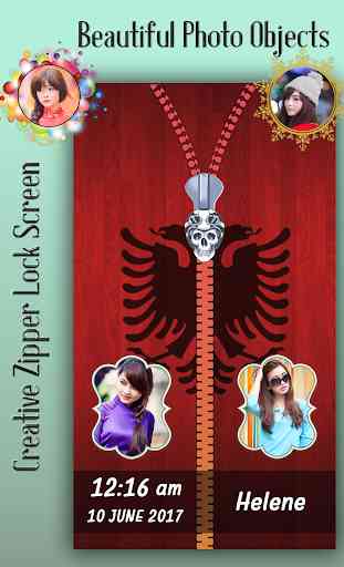 Albania Flag Zipper Lock Screen 3