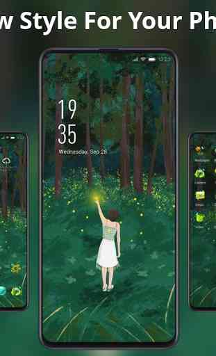Beautiful forest bright firefly girl theme 2