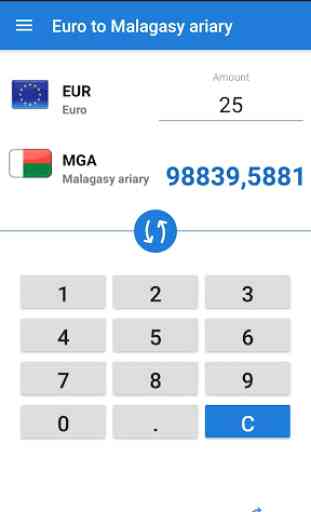 Euro to Malagasy ariary / EUR to MGA 1