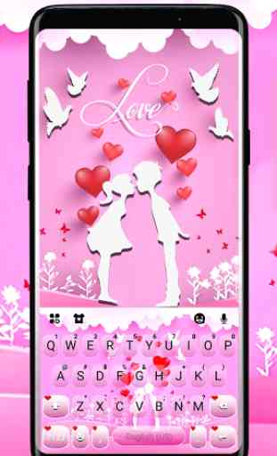 Tema Keyboard Pink Love Kiss 1