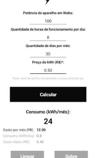 kWh - Calcular o consumo de energia elétrica 2