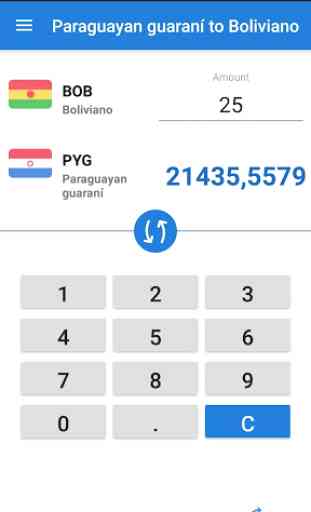 Paraguayan guaraní to Boliviano / PYG to BOB 2