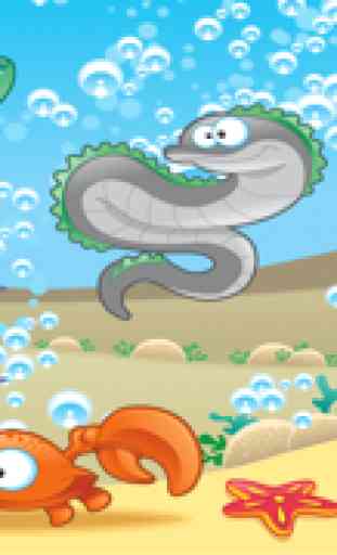 Jogos educativos para crianças 2-5 sobre os animais do oceano: Aprender para a creche, pré-escola ou jardim de infância com o mar, água, peixe, tartaruga, enguia e caranguejo 1