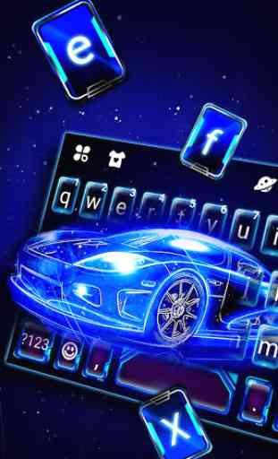 Tema Keyboard Neon Sports Car 2