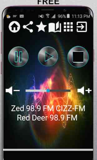 Zed 98.9 FM CIZZ-FM Red Deer 98.9 FM CA App Radio 1