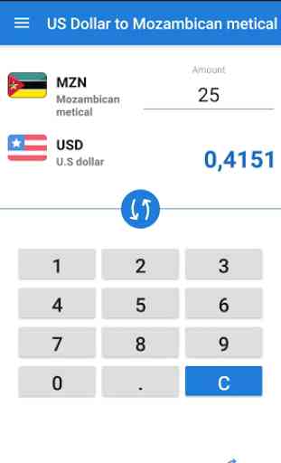Dólar norte-americano para metical moçambicano 1