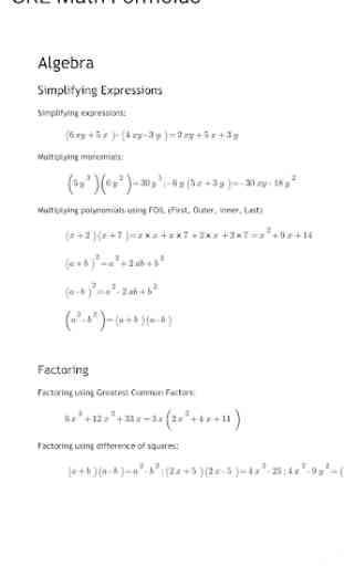 GRE Math Formulas 2