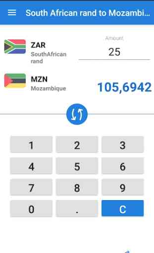 South African rand Mozambican metical / ZAR to MZN 1