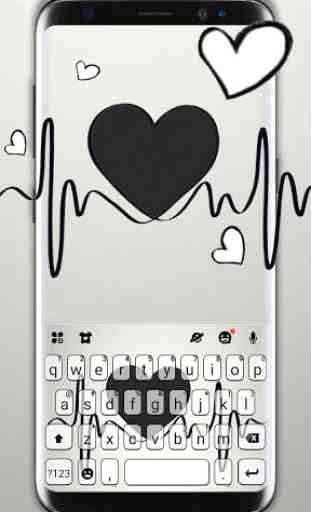 Tema Keyboard Black Heartbeat 1